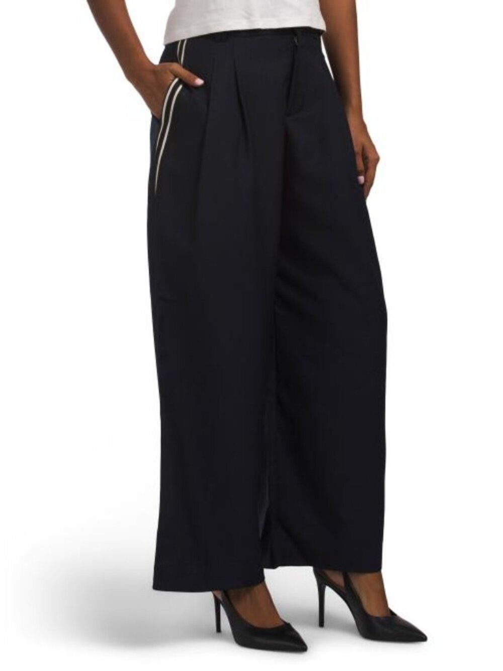 BAGATELLE COLLECTION Sport Stripe Pleated Trousers